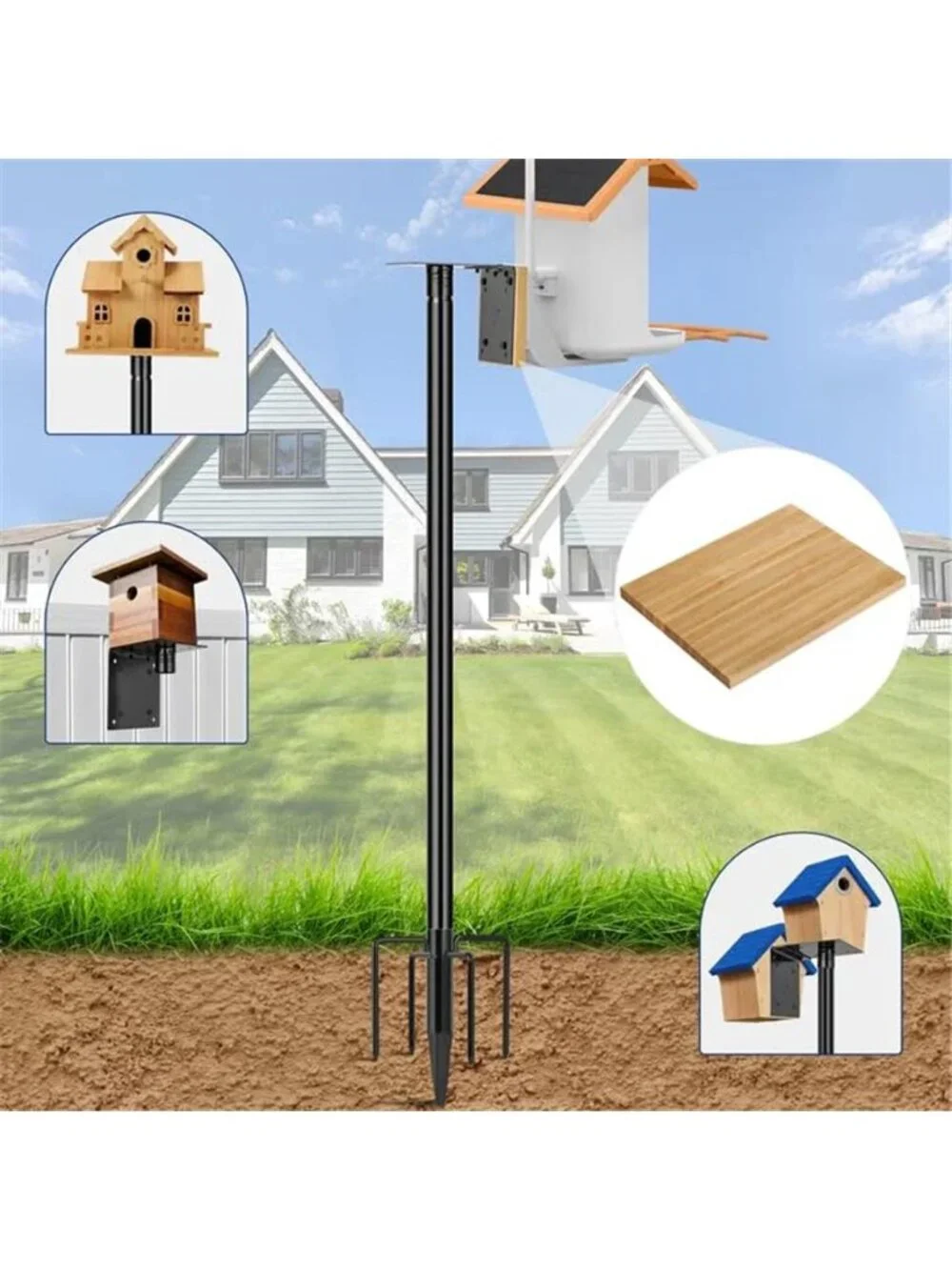 Bird Feeder Pole, 109 Inch Heavy Duty Bird House Pole Kit for Outdoors